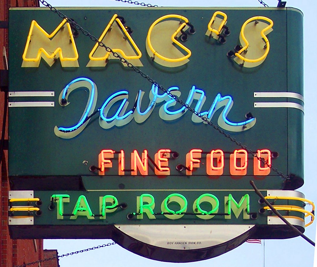 The Mac’s Tavern sign. Photo by Bruce Walters.