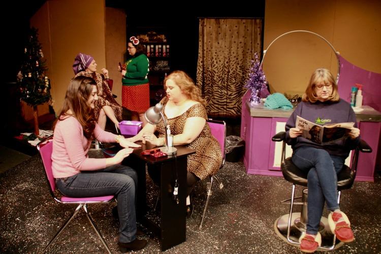 Leslie Munson, Susan Perrin-Sallak, Jaclyn Marta, Chris Sanders-Ring, and Patti Flaherty in Steel Magnolias