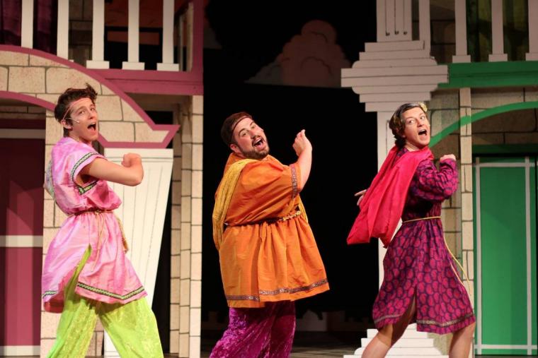 Tyler Klingbiel, Tommy Bullington, and Kieran McCabe in A Funny Thing Happened on the Way to the Forum