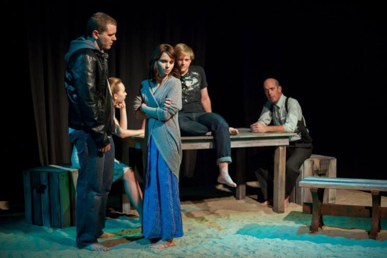 Thomas Alan Taylor, Laila Haley, Jessica Denney, Keenan Odenkirk, and Michael J. King in the QC Theatre Workshop's Broken