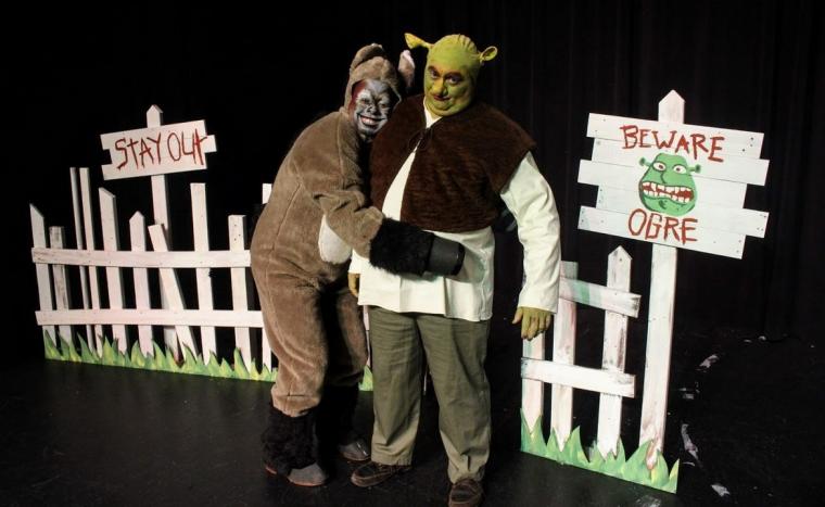 Keenen Wilson and J. Adam Lounsberry in Shrek: The Musical