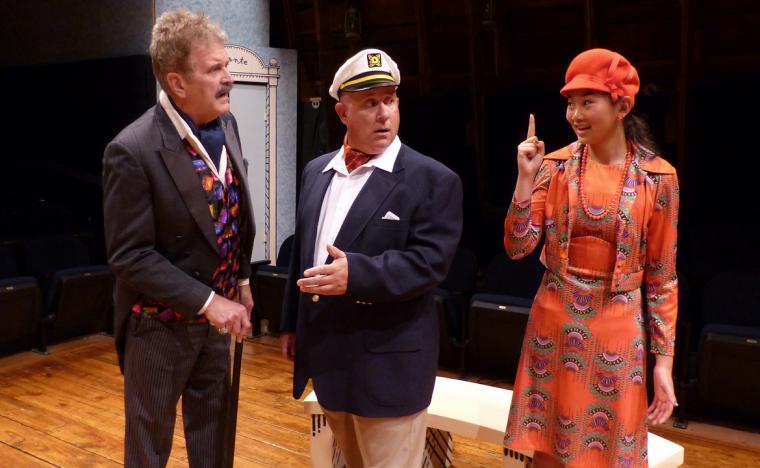 Tom Naab, Patrick Kelley, and Olivia Egert in Scapin